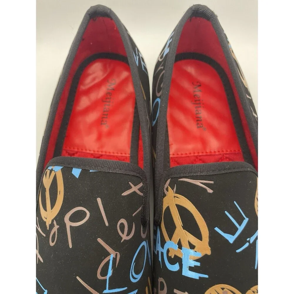 Men’s Party Dress Shoes Black Multicolor Graffiti Meijiana Size 11 - Picture 3 of 6